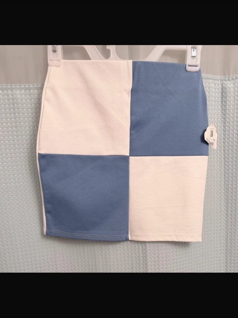 Altar'd State Blue and Cream Blocked Mini Skirt